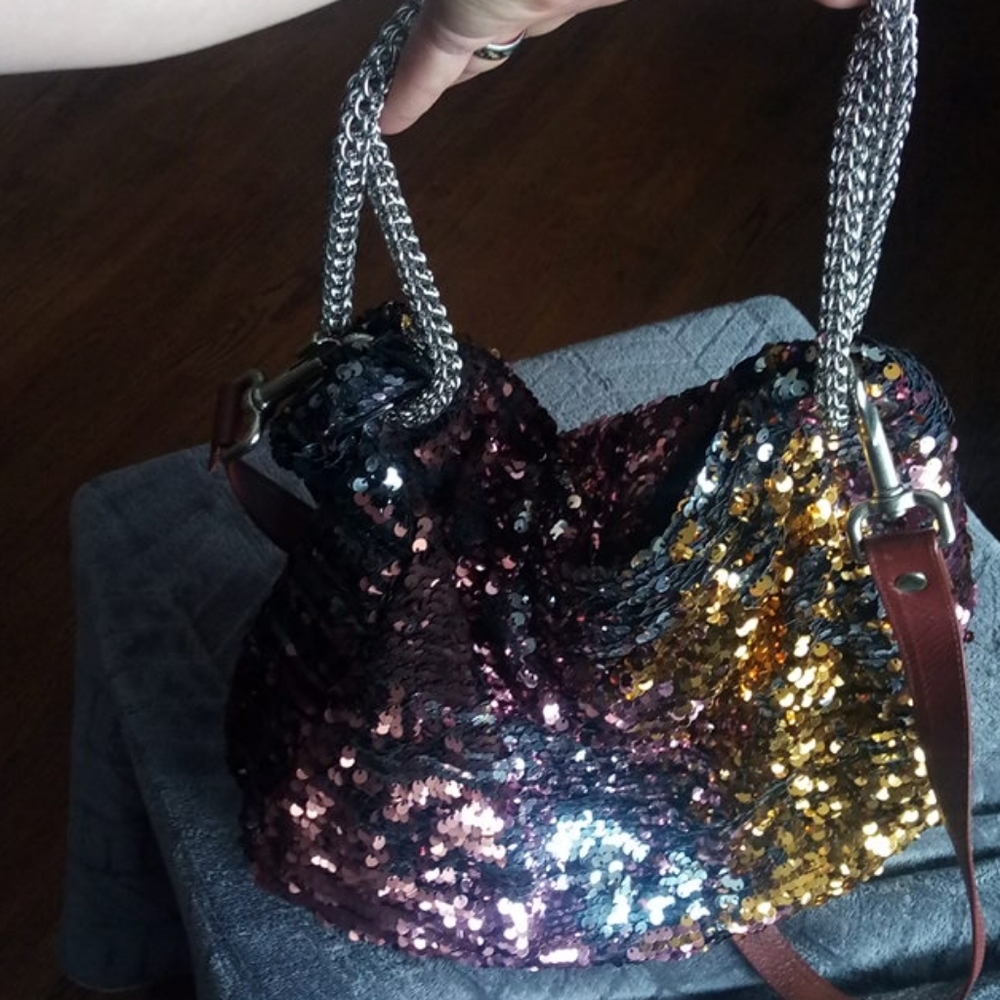 Melie bianco reverse sequin purse